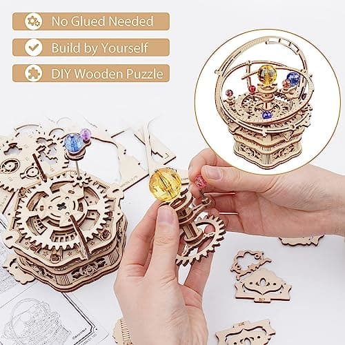 Robotime Puzzle 3D en Bois Mécanique - Boîte à Musique Astronomie Nuit étoilée - Kit Bricolage Artisanat - Cadeau pour Adolescents et Adultes - Cadeaux pour La Fête des Mères