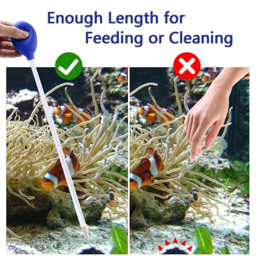 40 CM Coral Feeder 2 Escarpins de Couleurs Différentes Changeur d'eau pour Aquarium Réutilisable,Convient pour Aquarium, Accessoires D'aquarium(Noir et Bleu)