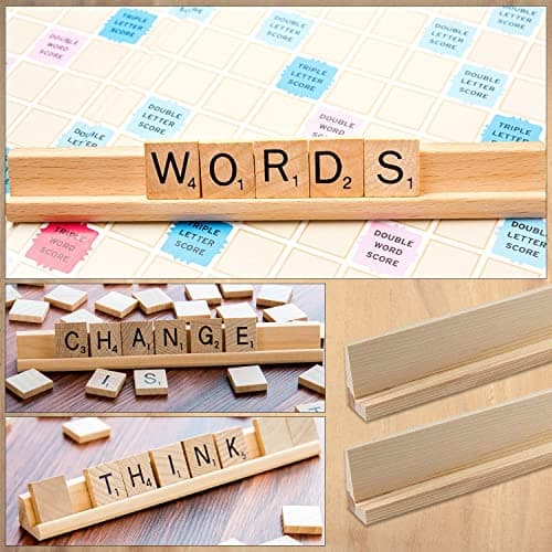 Lot de 8 supports carrés en bois de rechange pour tuiles de lettres, jeux de société, activités d'apprentissage d'orthographe, arts et artisanat, projets de bricolage, 36 cm de long, 8 pièces