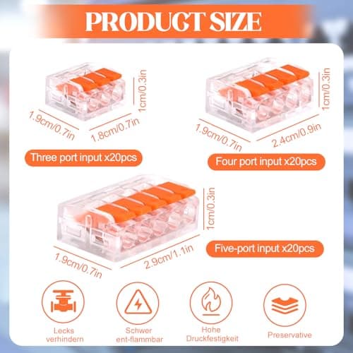 50 Pieces Connecteurs Électriques Rapide avec Levier, Connecteur Electrique, Connecteur d'écrou de Levier, Pour Fil de Câble Peut Être Librement Combiné,PA/PC Ignifuge