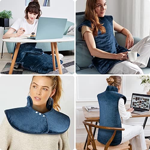 Olycism Coussin Chauffant Électrique pour le dos les épaules et le cou avec arrêt Automatique Coussin Chauffant 60x100cm 10 niveaux de Température 9 réglages Minuterie Lavable en Machine jusqu'à 40°C