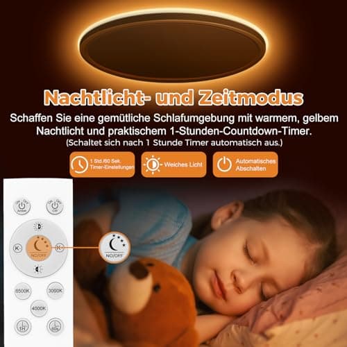 slochi Plafonnier LED Dimmable, 24W 2800LM Plafonnier Led avec Télécommande, 1800K Veilleuse de Couleur Chaude, 3000K-6500K Plafonnier Rond Ultra Fin pour Salon, Chambres d'enfants Ø30CM-Blanc