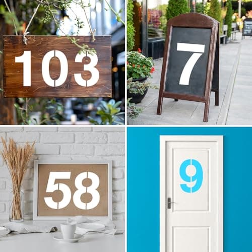 Pilikoll 10 Pcs 30cm Grand Pochoir Numéro avec Mini Rouleau de Peinture Pochoirs Chiffres de 0 à 9 Réutilisables en Plastique Pour Marquer les Places de Parking des Garages, Projets Artistiques