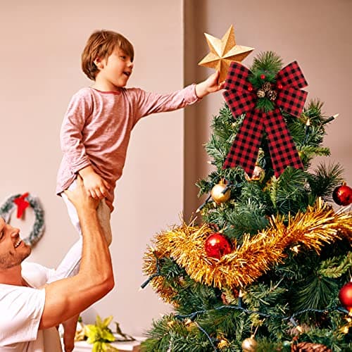 COLOFALLA 2PCS Noeuds de Noël 30x22.8cm Grande Taille Nœuds Papillons avec Pomme de Pin pour Sapin de Noël Décoration de Noël Emballage Cadeau Guirlande Voiture Mariage