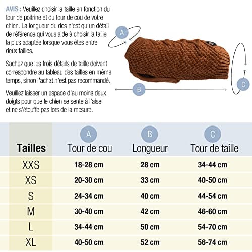 Bella & Balu Pull tricoté pour Chien - M Marron | Pull pour Chien Froid Chaud et Doux pour Haute qualité 100% Coton