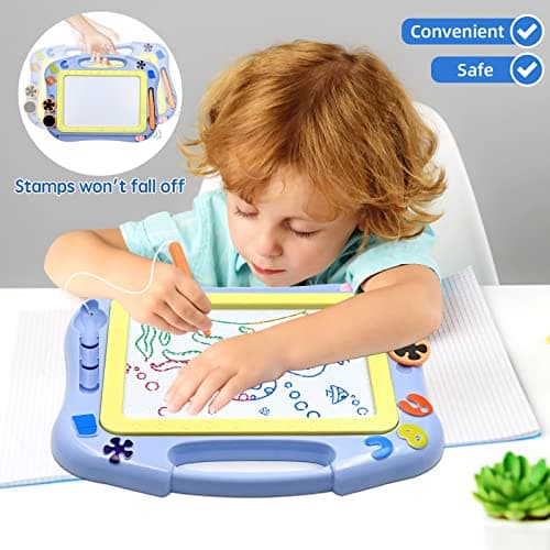AiTuiTui Ardoise Magique Tableau, Planche à Dessin Magnétique pour Enfant Tablette de Croquis Effaçable Jouets créatifs avec 2 Timbres pour Les Cadeaux d'anniversaire pour Enfants