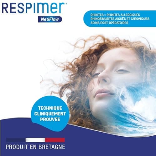 RESPIMER NetiFlow - 16 Sachets de Sel Nasal - Irrigation Nasale - Sel pour Lavage de Nez / rinçage nasal - Formule Brevetée - Fabriqué en Bretagne