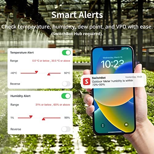 SwitchBot Thermomètre Hygromètre Intérieur Extérieur 3 Pièces, Portée Bluetooth de 120m, Capteur d'Humidité/Dewpoint/VPD/Absolu, Stockage de Données Gratuit à Exporter, 2 Ans de Durée de vie des Piles