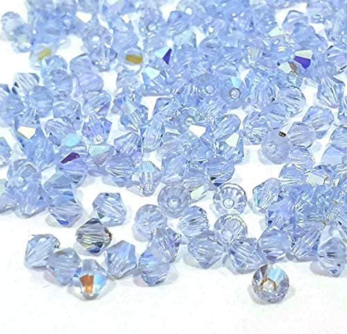Preciosa – Lot de 40 perles de verre en cristal de Bohème de 4 mm – À facettes biseautées à double cône – Choix de couleurs, Cristal, Aquamarine AB, 4x4 mm