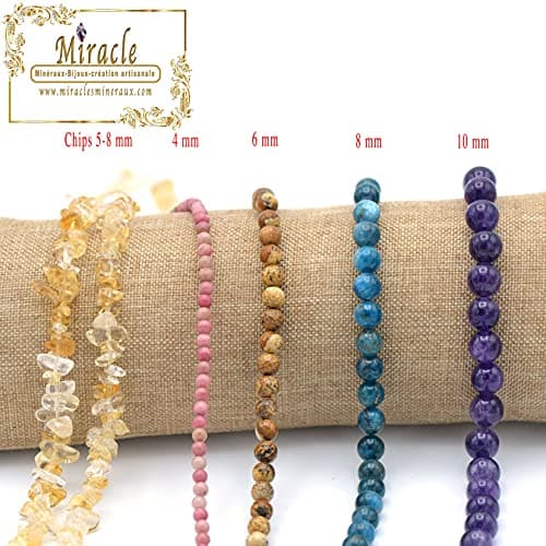 Fil/brin de 39 cm perles ronde 4/6/8/10 mm au choix (pour environ 2 bracelets), pierre naturelle en vrac idéale pour toutes créations de bijoux artisanales (Oeil de tigre bleu, Perle 4 mm)
