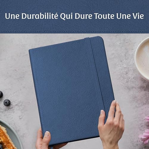 Beechmore Books Carnet de Notes Lignées - XL A4 Bleu Marine Journal Couverture Rigide Premium Cuir Vegan, Papier Ligné Crème Épais 120 g/m2, Boîte Cadeau, pour Écrivain, Journaliste, Réunion, Étudiant