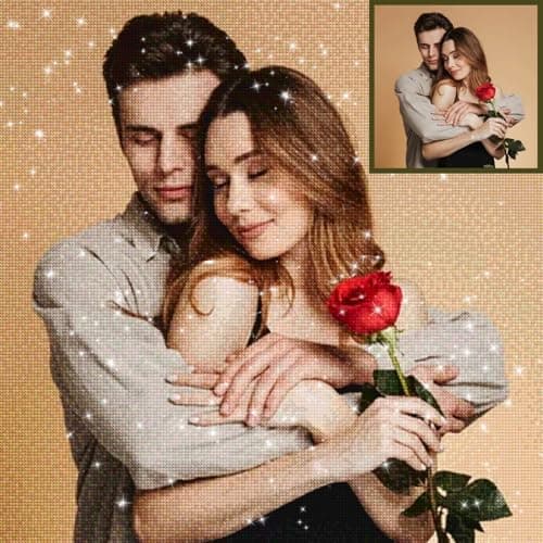 Diamond Painting Personnalisé Adulte, Diamant Painting Personnaliser Photo, Peinture Diamant Personnalisé 5D Kit Broderie Diamant Complet, Perle Diamant Canevas Personnalisé Photo Arts Cadeaux