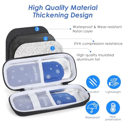 YOUSHARES Pochette Isotherme Insuline avec Poche Glacière à Insuline - Trousse Isotherme Insuline, Sac Isotherme Insuline Medicament Voyage, Pochette Stylo Insuline, Seringue, Approuvés par TSA, Noir