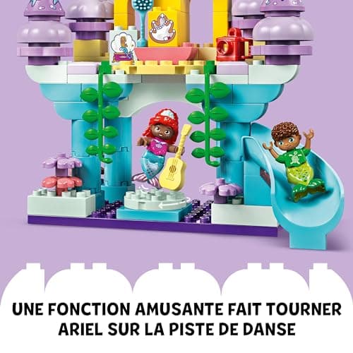 LEGO Duplo, Disney Le Palais sous-Marin Magique d’Ariel - Poupée La Petite Sirène - Jouet d'Activité et de Développement - Mes Premières Briques pour Enfants dès 2 Ans Passionnés de Jeu de Rôle 10435