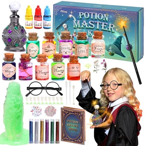 Pllieay Potion Magique Enfant Bouteilles Potion Magique Kits Magic Fabulous Potion de potions pour enfants, Mélangez Potions Magiques avec Cristal énergie Kits de Loisirs CréAtifs Jouet Fille 4+