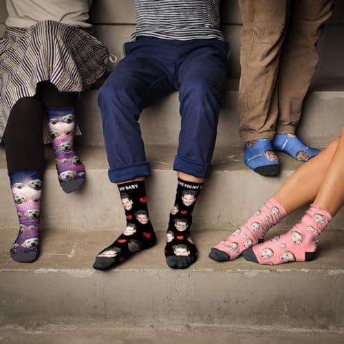 DPDP Chaussette Personnalisé avec photo-Cadeaux personnalisés pour hommes femmes, Cadeaux de Noël drôles pour hommes femmes