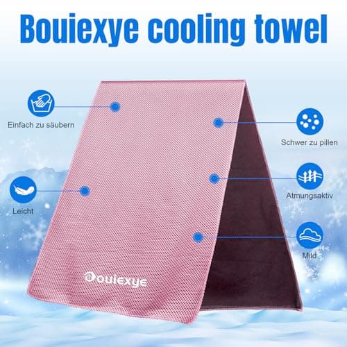 Bouiexye Lot de 2 serviettes rafraîchissantes 100 x 30 cm - Rose - En microfibre - Pour le sport, le fitness, le yoga, les voyages, la course