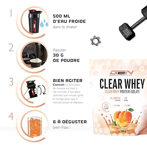 Clear Whey Isolate Protein Shake - Shake protéiné fruité & rafraîchissant - Isolat de protéines de lactosérum de haute qualité (900g, Fresh Apricot)