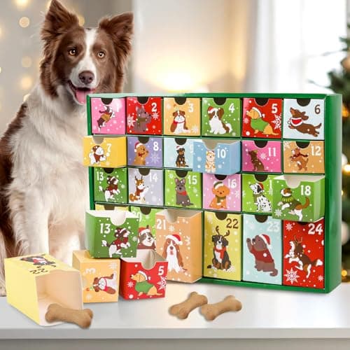iZoeL Calendrier de l'Avent 2024 Chien Calendrier de l'Avent Amoureux des Chiens Calendrier de l'Avent a Remplir Soi Meme Calendrier de l'Avent Vide - pour Remplir Collations Jouets Petits Cadeaux