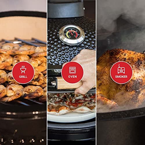 Kamado Bono Minimo Barbecue et 5 Accessoires Offerts Gratis - Barbecue Charbon De Bois Taille Portable - BBQ Et Fumoir - Rouge Barbecue Japonais Ceramique Ø 40 cm - Barbecue Balcon
