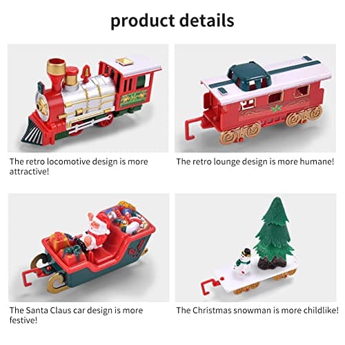 Train électrique de Noël, Jouet de Train de Chemin de Fer Électrique Ensemble de Jeu Alimenté par Batterie Jouet de Train Miniature Léger Et Sonore, Ensemble de Train de Noël Classique pour enfants