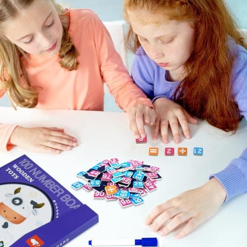 HNBTX Jeux Multiplication,Apprendre a Compter,Enfant Jeux Educatif,Jeu Educatif de Chiffres Magnétiques en Bois, Montessori Math pour pour 3+Ans.