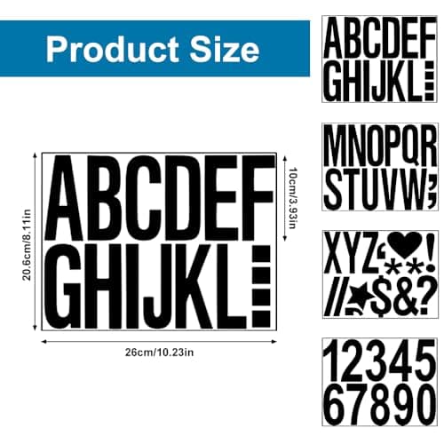 12 Feuilles Chiffres et Lettres Autocollantes, 10cm Lettre Adhésives en Vinyle, Lettre Autocollantes Grand Format, Stickers Lettres Alphabet pour L'artisanat Signes Extérieurs Boîtes aux Lettres