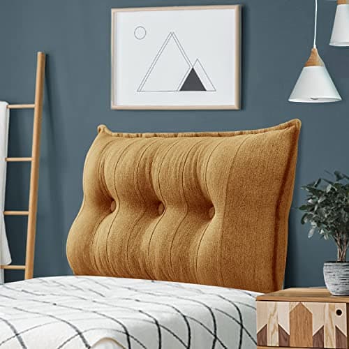 Rucener Oreiller Traversin Soutien Dorsal Gros Coussin Canapé Coussin Tête de Lit Dossier Traversin Gros Coussin Dossier Triangulaire Coussin de Coin Coussin de Lecture Jaune 100 CM