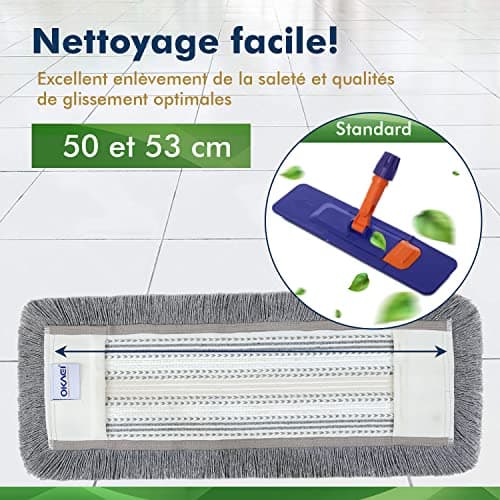 Okaei Housse de serpillère 1 Piece (50 CM) - Housse de serpillère pour hôpitaux et établissements de Soins - Housse de serpillère à Glissement Optimal pour Un Travail Ergonomique - Gris