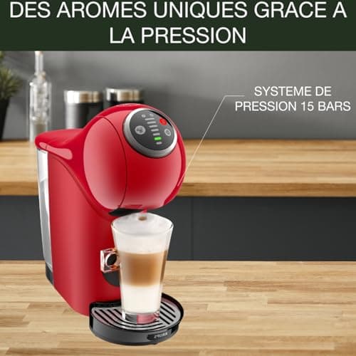 Krups Nescafé Dolce Gusto Machine à café capsules, Cafetière multi-boissons, Haute pression, 15 bars, Programmable, Arrêt automatique, Compact, Genio S Plus, Rouge KP340510