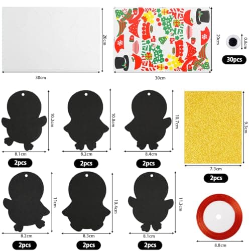 Kit Bricolage Noel Enfant, 12Pcs Pingouin Suspendue de Noël, Activites Manuelles Noel Enfants, Autocollants en Mousse Pendentif Créatif DIY pour Décoration Arbres de Noël, Fenêtres