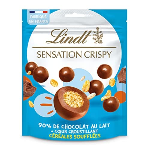 Lindt - Sachet de billes Céréales Soufflées SENSATION CRISPY - Chocolat au Lait, 140g
