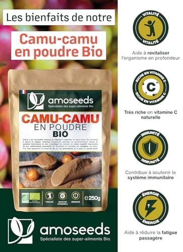 Camu-camu en poudre BIO 250G | 125% apports en Vitamine C | 100% Naturel et Pur | Immunité, Vitalité, Antioxydant | Sans OGM, sans Conservateurs | Qualité Supérieure