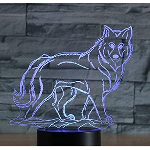 YTDZLTD 3D Loup Nuit Lampe 16 Couleurs Changeantes Puissance USB Télécommande Contact Switch Lampe Décorative Illusion Optique LED Lampe de Table Anniversaire Noël Cadeau Enfants Jouets