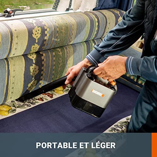 WORX Aspirateur Voiture Puissant sans Fil 18V(20V Max) WX030 Aspirateur à Main sur Batterie 150W 10KPa avec Boîte de Rangement Intégrée Dépoussiérage Maille filtrante Lavable