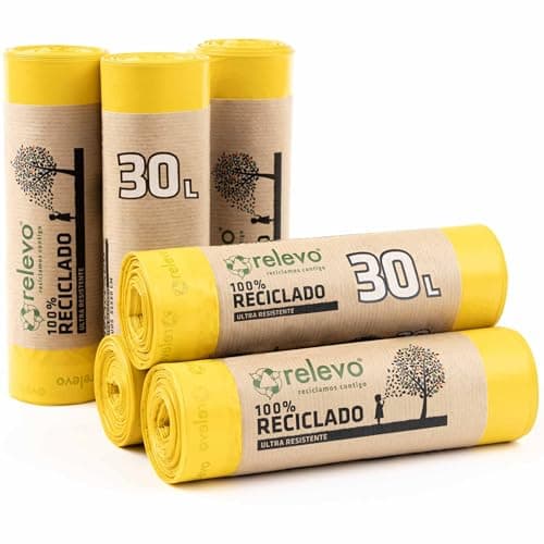 Relevo sacs poubelle avec poignées, 100% recyclés, très résistant 30 L, 90 pièces