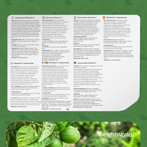 Vitamine C Liposomale 1000mg - 14 Sachets 5ml Vegan Goût Citron Vert Sans Sucre - Vitamine C Liquide Acide Ascorbique Haute Absorption & Dose - Vitamines Adultes Immunité, Antioxydant & Fatigue