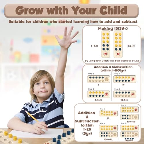 TEUVO Apprendre a Compter Jouet Montessori pour Enfants 1 2 3 4 5 Ans, Jeux Educatif Enfants Apprendre les Couleurs Motricité Fine Jeu Numérique Bois Mathématiques Jouet Maison L'école Salle de classe