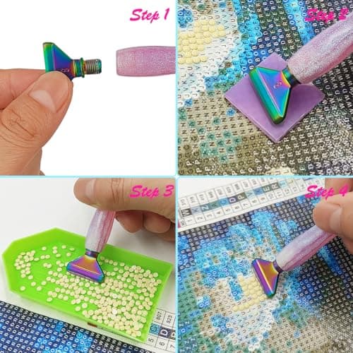 SENHAI Lot de 24 stylos pour peinture diamant - Pointes métalliques colorées - Embouts filetés 5D - Accessoires pour peinture diamant - Outils pour loisirs créatifs