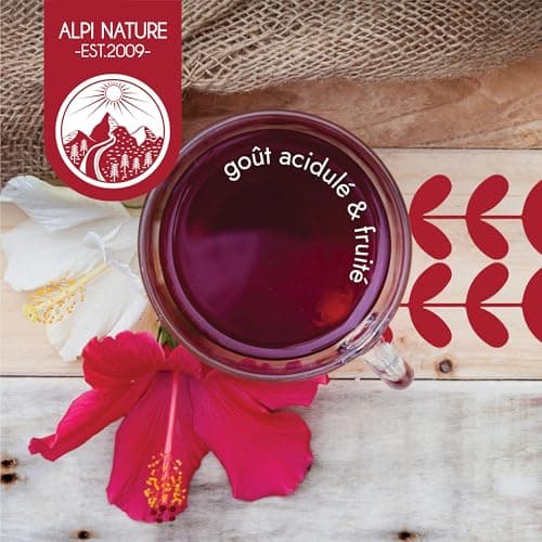 Thé Hibiscus d'Alpi Nature, 120 Sachets de Thé à l'Hibiscus, 120g (6 Boîtes de 20 Sachets de Thé de 1g), Fleurs d'Hibiscus Séchées pour Préparer des Tisanes et du The Hibiscus, Hibiscus Seche
