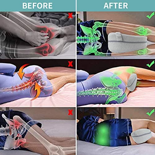 Oreiller de Jambe Oreiller de Genou Oreiller de Couchage Latéral Ergonomique avec Oreiller en Mousse à mémoire de Forme optimale pour Dormeurs sur Le côté Oreiller de Positionnement avec Housse