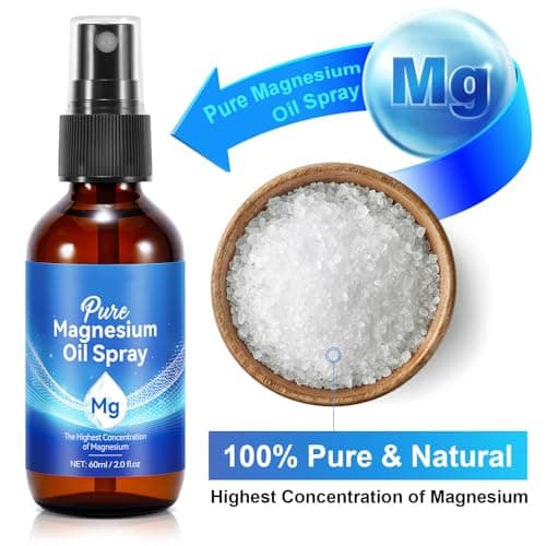 Huile de Magnésium Spray 60ml, 100% Naturelle et Pur Magnesium Oil Spray Sleep, Huile de Magnesium Organique en Spray pour le Sommeil, Sport, Massage, Relaxation Musculaire