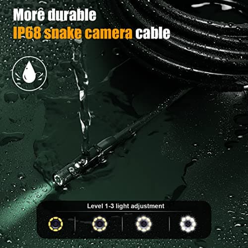 Caméra Endoscopique Canalisation 10m, HIACINTO Endoscope Industriel à 3 lentilles 1080P, Caméra d'inspection IPS 5" avec 10 LED Réglables, Caméra Etanche IP68, Conduits HVAC (Câble Détachable)