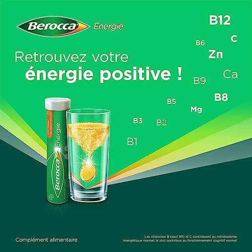 Berocca® Energie Orange + Berocca® Boost Guarana Caféine - Multivitamines - Aide à réduire la fatigue - Vitamine C, B et Minéraux - 30 + 45 comprimés Effervescents NE PAS ASSOCIER