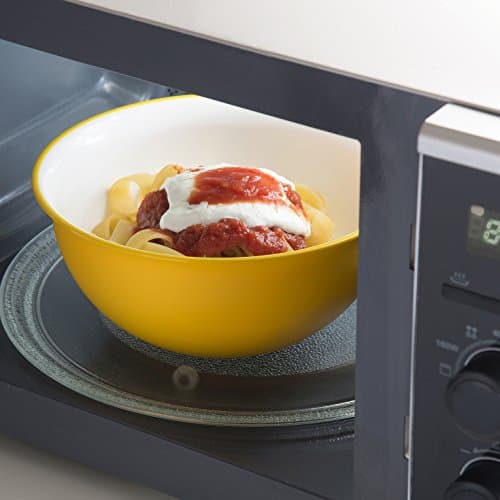 Omada Design Saladier 1,5 lt. 20x9 cm blanc intérieur coloré extérieur, en plastique et antibactérien, convient au micro-ondes et incassable, idéal en cuisine, ligne Sanaliving