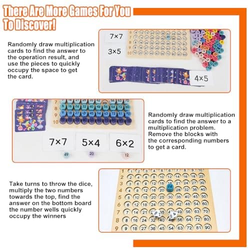 Tableau de Multiplication 1 x 1 Montessori Maths Jouet Éducatif Mathématiques Jeu d'apprentissage des Nombres Montessori Mathématique Jeu De Cartes Jouets Montessori Cadeaux pour Apprendre à Compter