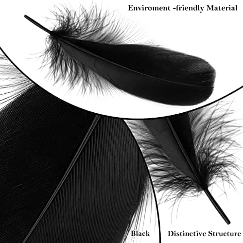 MWOOT 400 Plumes Naturelles, Plumes Decoration Noires, 7-15CM Plumes Loisirs Creatifs, 4 Assorties Plumes Artisanat pour Attrape Rêves Décoration Pâques Guirlande Noël; Crafts DIY Feathers