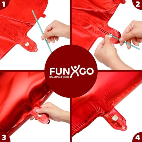 FUNXGO® Ballon decoration anniversaire 3 ans - Lot de 2 - Ballons Numéro 3 en Rouge - deco anniversaire 3 ans fille ou garcon - Gonflables à l'Hélium - Happy Birthday Decoration - Rouge Chiffre 3