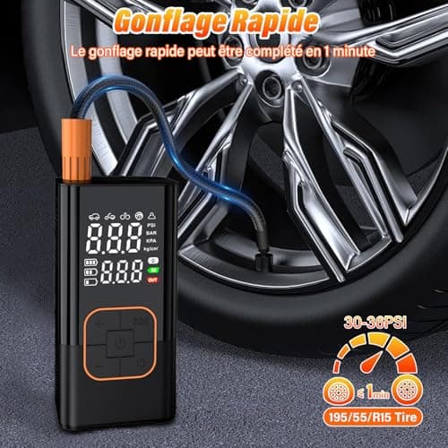 BOOTEEK Compresseur à Air Portatif,Gonfleur Pneus Voiture Sans Fil avec Jauge,150PSI Compresseur Voiture Portable,Accessoire Voiture pour Hommes,Gonfleur Electrique pour Voiture Vélo Moto Balle