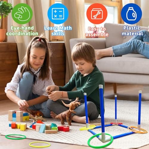Jeu de Lancer d'anneaux pour Enfants, Jeux de Plein air pour Adultes et Famille, Jeux de pelouse, Jeux de Jardin, Cadeaux pour garçons et Filles, Jouets pour Enfants de 3 4 5 6 7 8 9 10 Ans et Plus